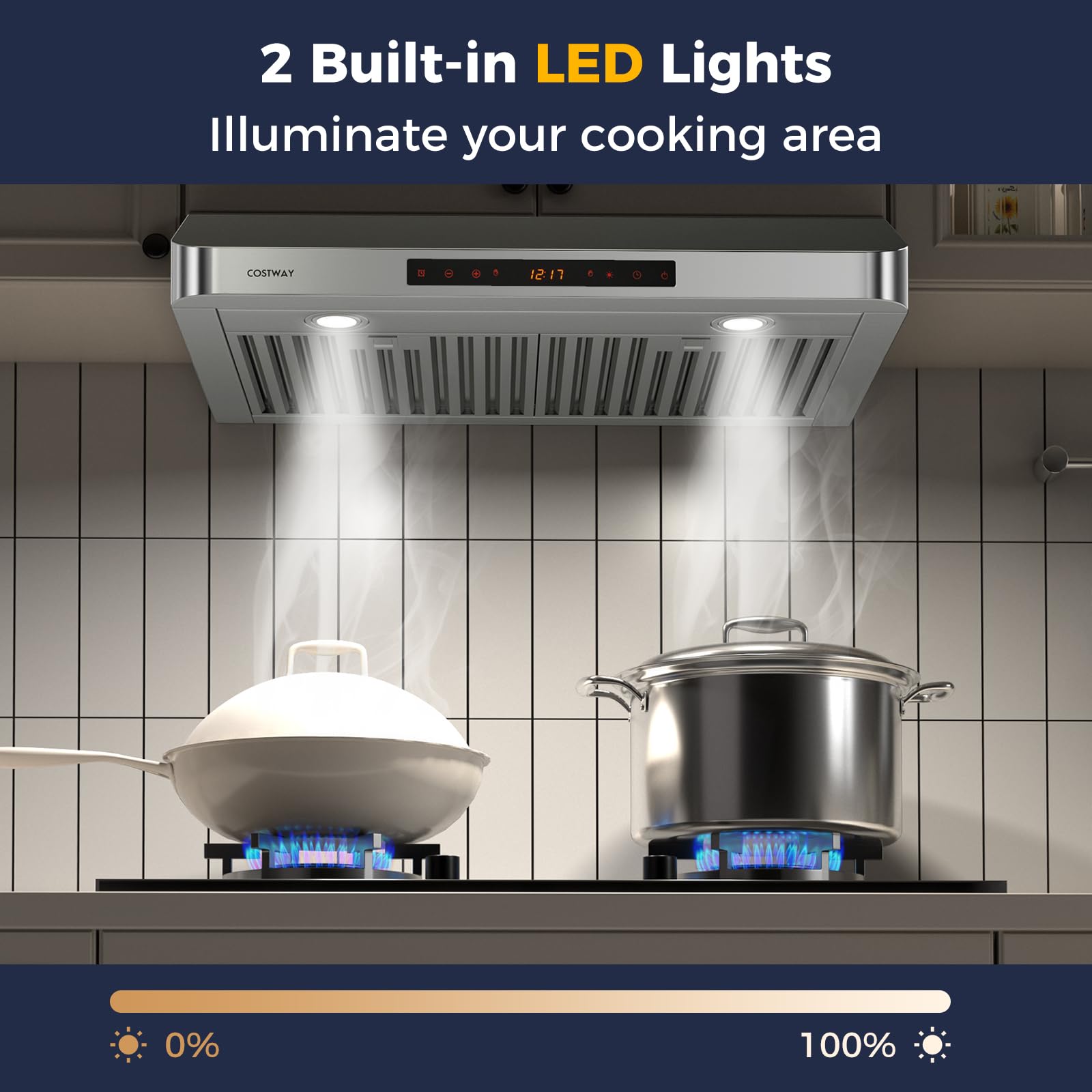30 In. 900CFM Ducted Under Cabinet Range Hood In Silver Stainless Steel With Voice Control And 4 Speed Exhaust Fan W0607 Lc06