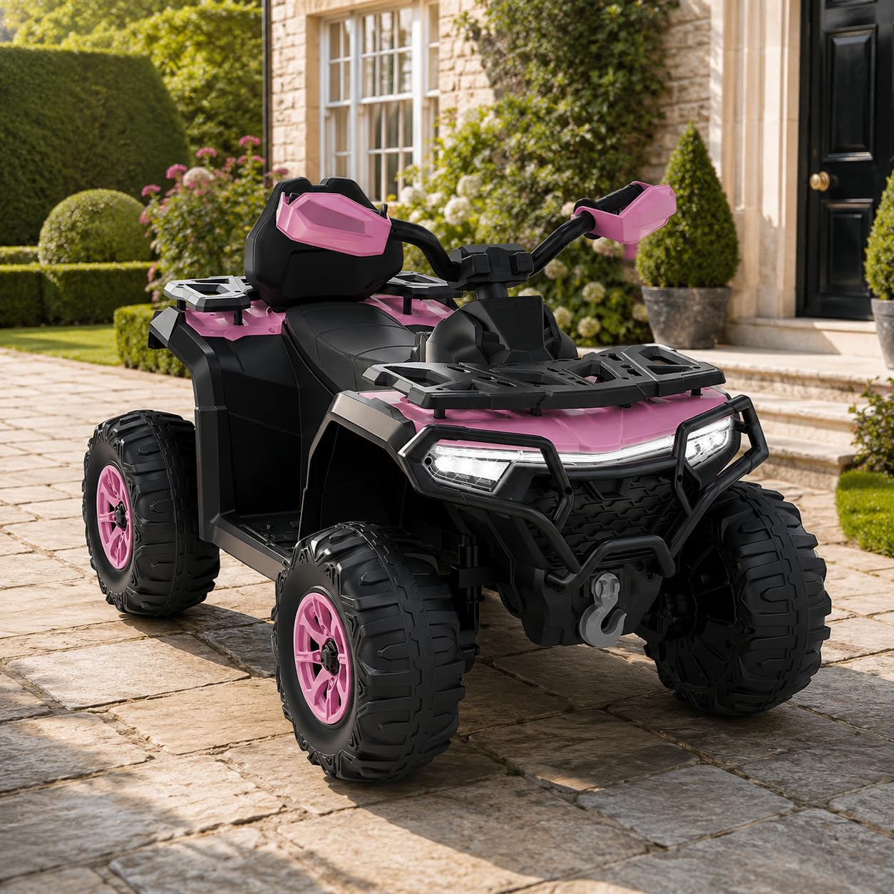 GarveeMore 12V Kids Ride On ATV, Electric Kids Quad Bike with Remote, Pink