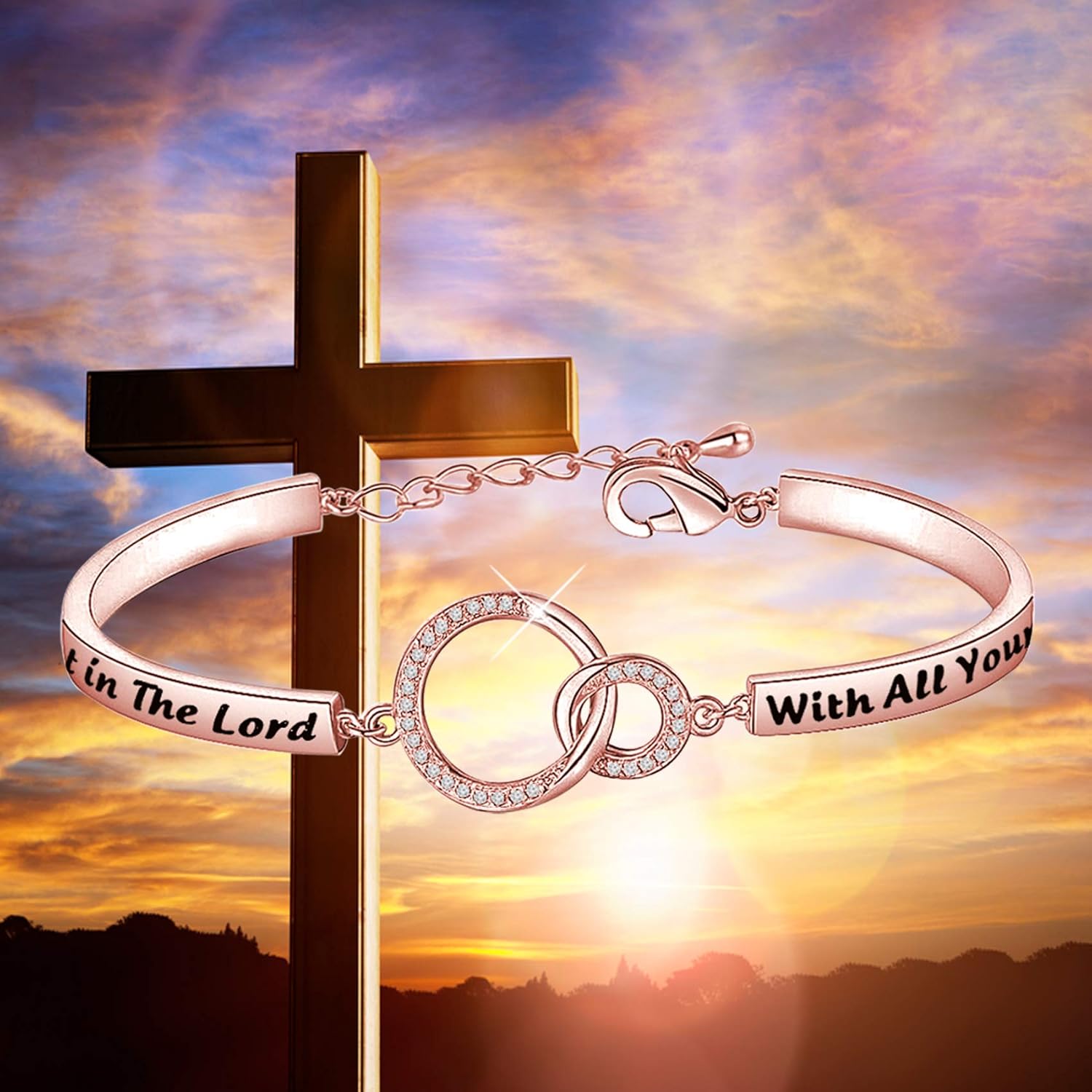 BEKECH Christian Bracelet Gifts for Women Trust in The Lord Proverbs 3:5-6 Bible Verse Bracelet Religious Jewelry (rose gold 02) - Image 6