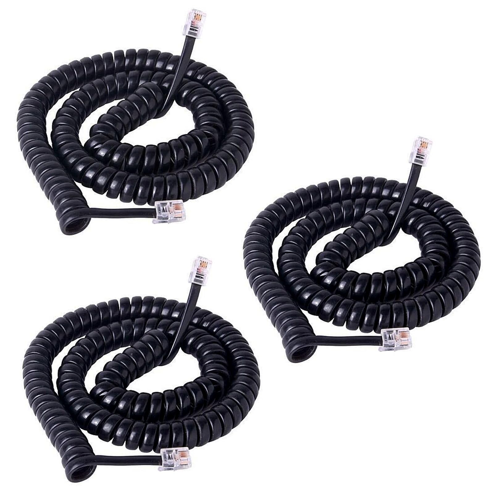 1st Choice Cisco - Cable de teléfono para teléfono fijo de 12 pies sin enrollar/2 pies en espiral, 3 piezas