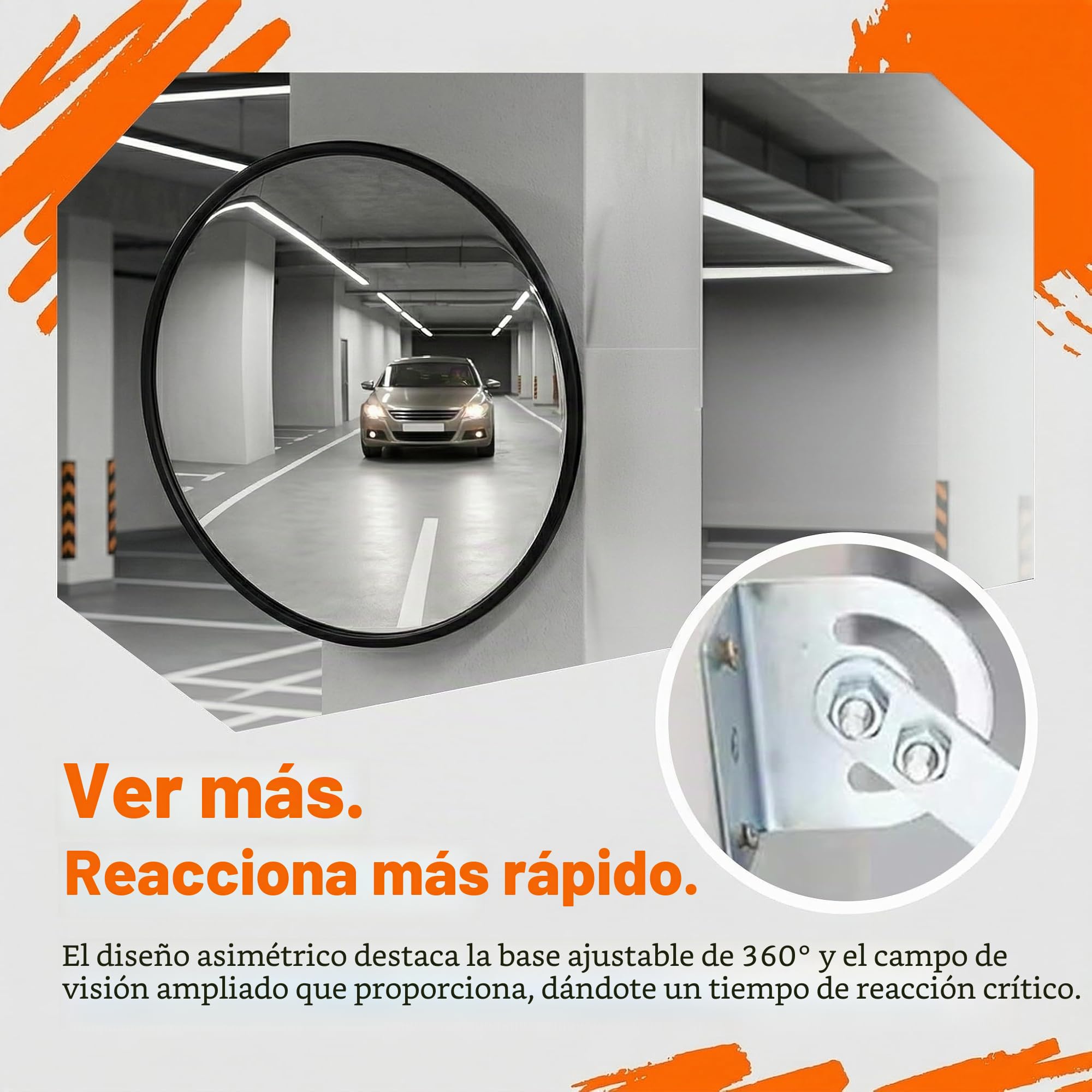 2 Piezas Espejo Convexo 30cm,Espejo de Seguridad para Garajes y Entradas | Espejo Punto Ciego de Pared con Ángulo de Visión de 230°,Anti-Colisión,Soporte para Almacén y Tienda Interiores y Exteriores