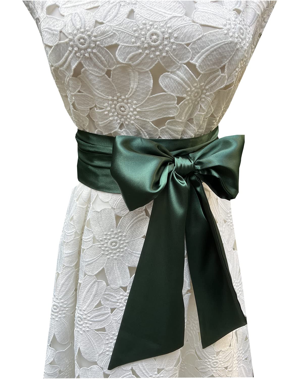 LORDRIE Women Satin Sash Belts For Bridal Bridesmaid Dresses Girls Waist Belts For Special Occasion, Emerald, Medium
