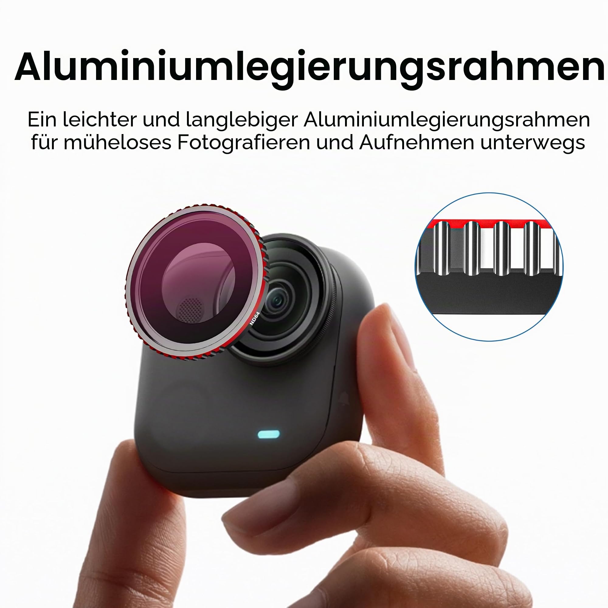 ND CPL Filter Set für Insta360 Go Ultra Zubehör ND32 ND64 CPL UV Variable Ersatz für Insta 360 Objektivfilter Kit Optisches Glas HD Ölbeständig (4 Packungen)