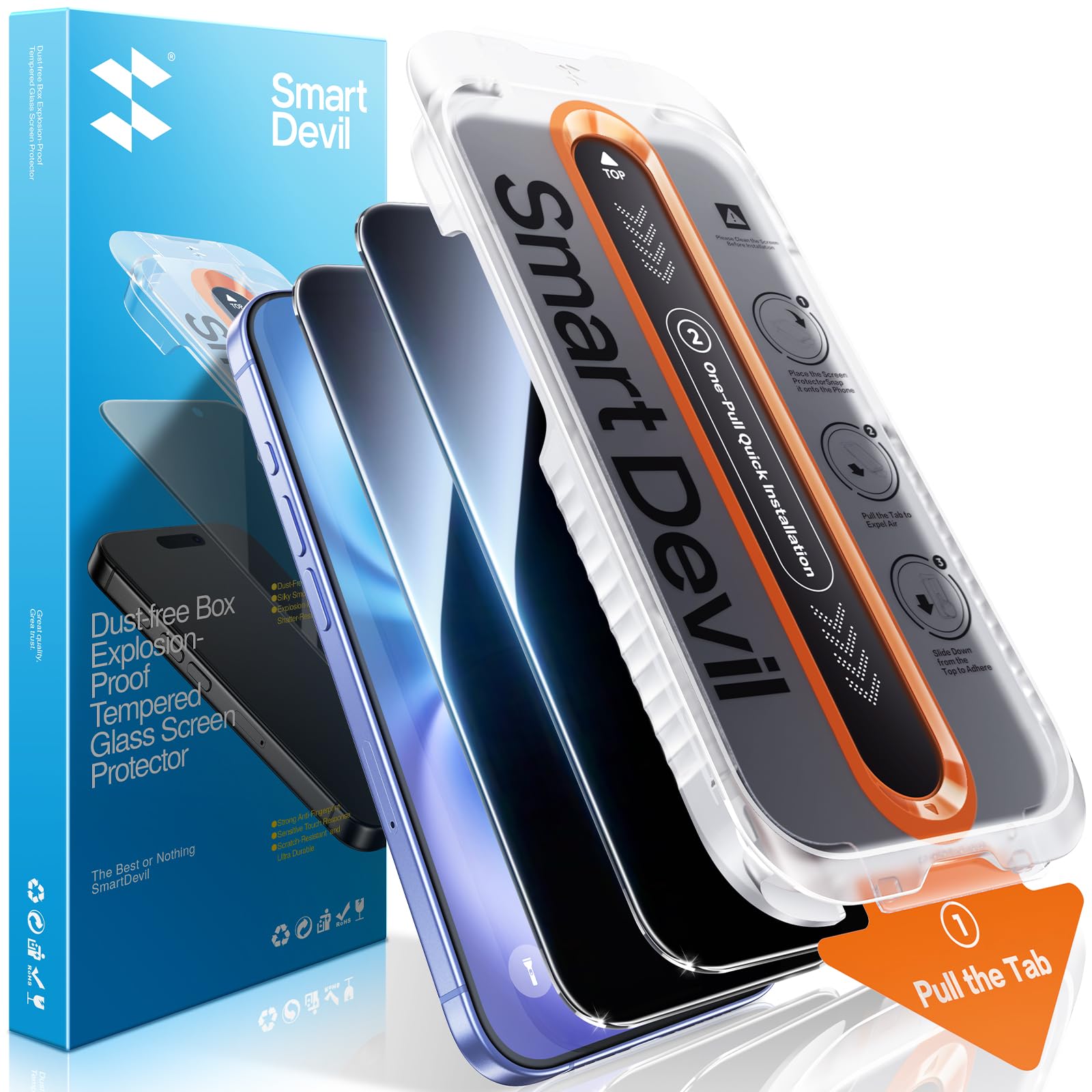 SMARTDEVIL Privacy Screen Protector for iPhone 16 Plus/iPhone 15 Plus