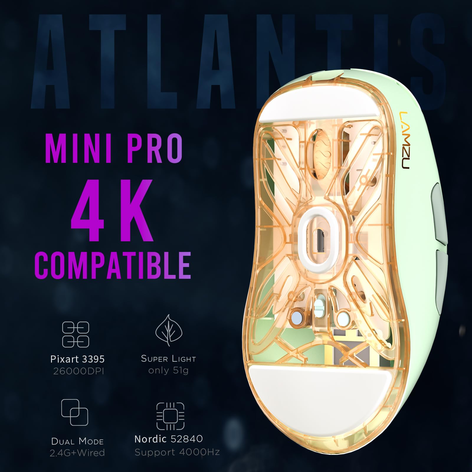 マウス・トラックボール LAMZU Atlantis Mini Pro Matcha Green LAMZU ATLANTIS MINI PRO(4K Compatible)