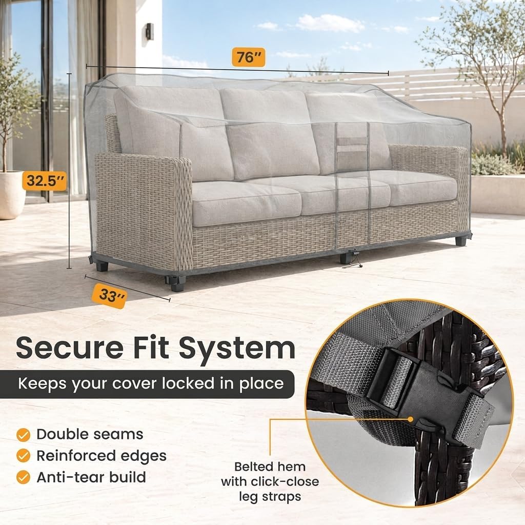 Outdoor Couch Patio Furniture Covers Waterproof Loveseat Cover Sofa Lounge Cover - Brown (76'' x 32.5''x 33")