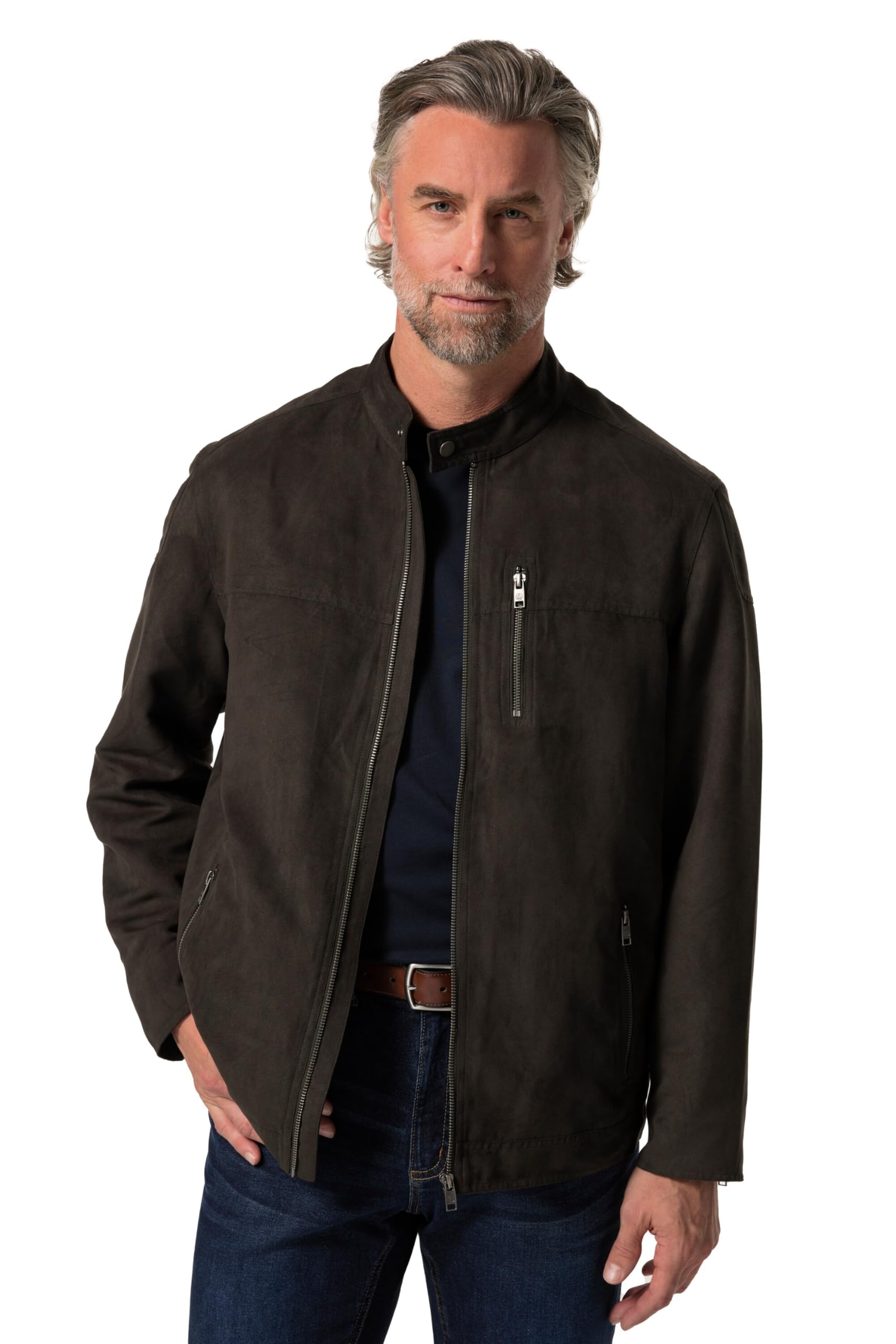 Boston Park Herren große Größen Übergrößen Menswear L-8XL Bikerjacke, Mikrosuede, Zipper 836839