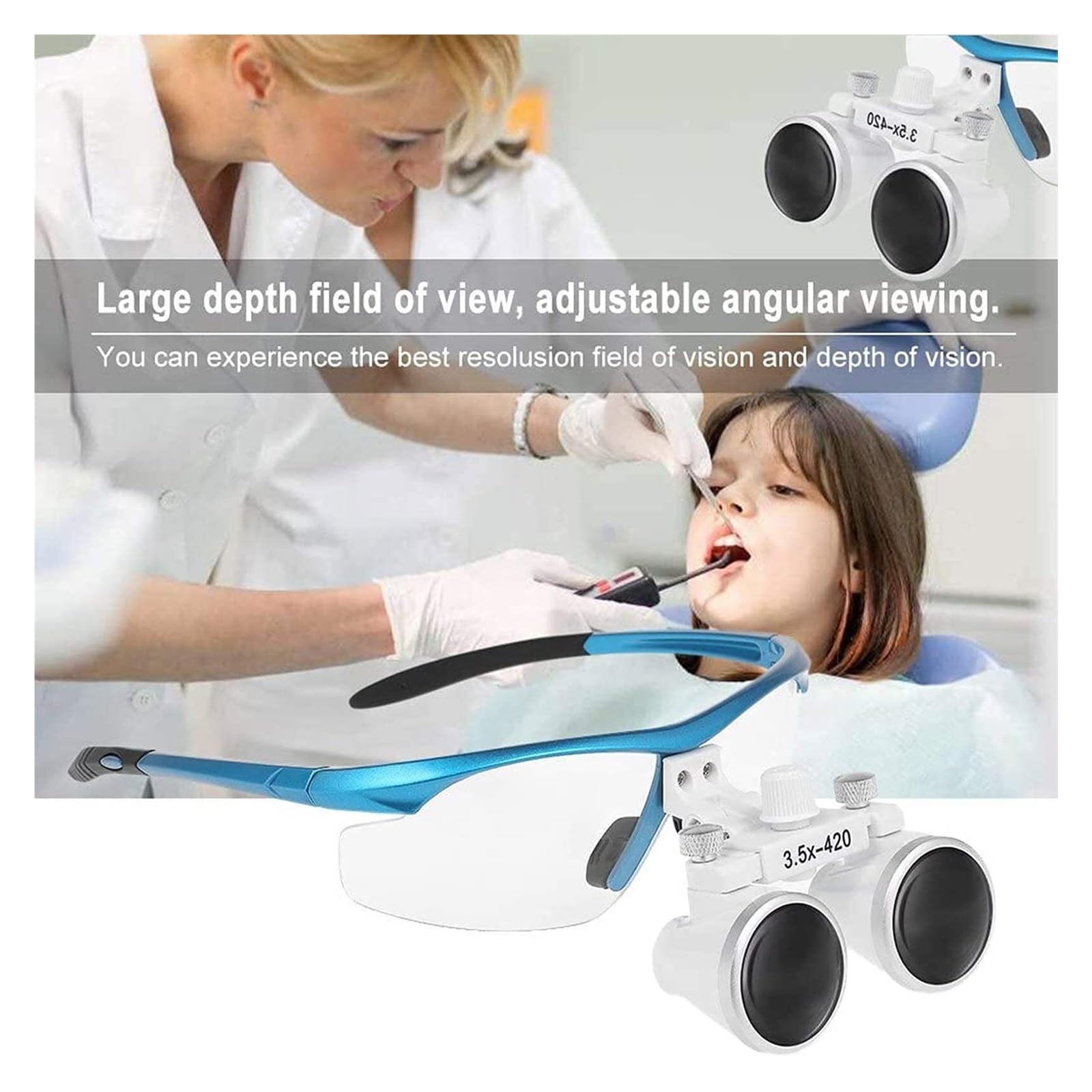 Lenti di Ingrandimento 3,5x per Odontoiatri con Luce LED - Occhiali Ergonomici Leggeri per Chirurgia Orale e Trattamenti Dentali di Precisione