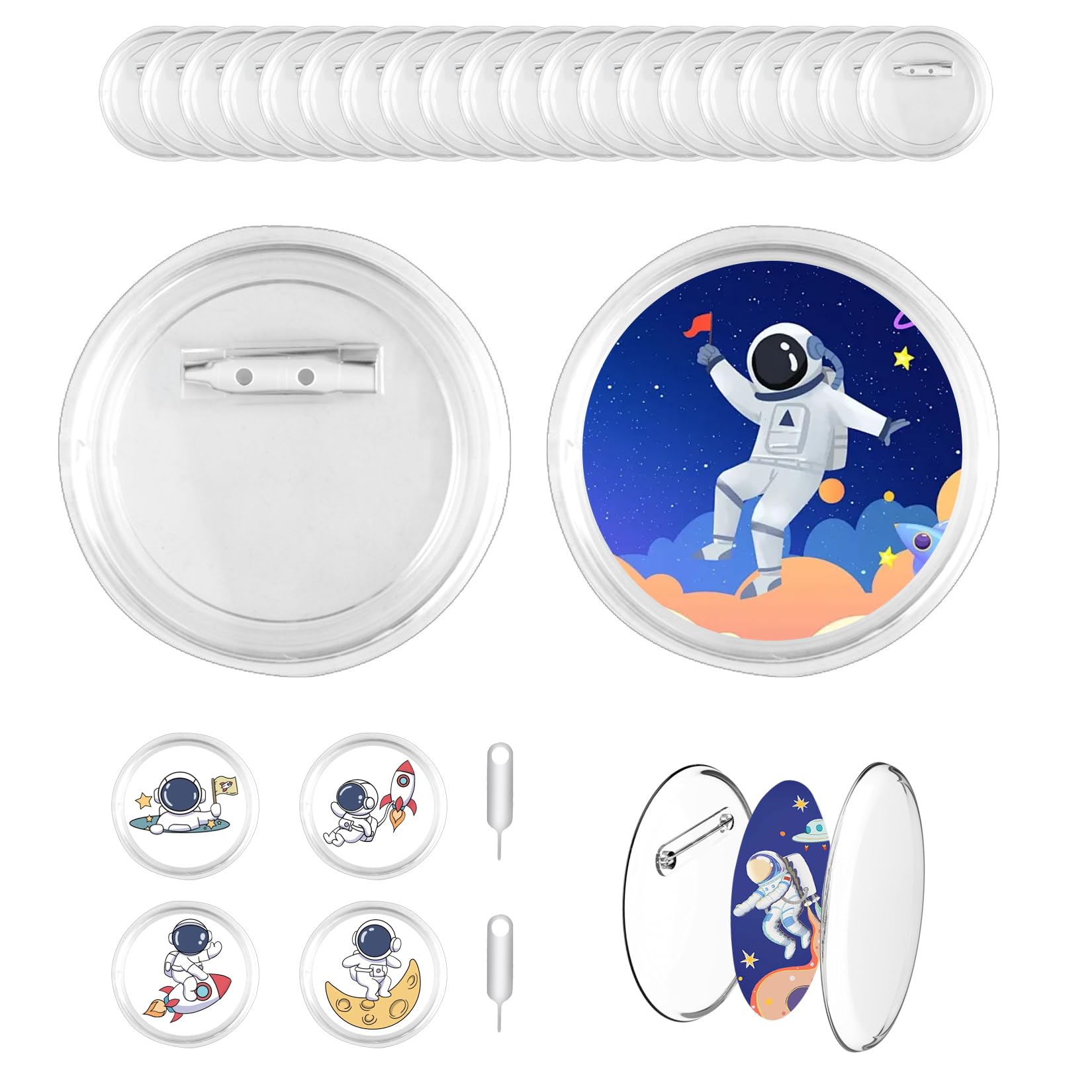 XunYee 20 Spille Fai Da Te Vuote 58 Mm Con Perno Bianco - Base In Banda Stagnata Per Badge, Decorazioni E Artigianato