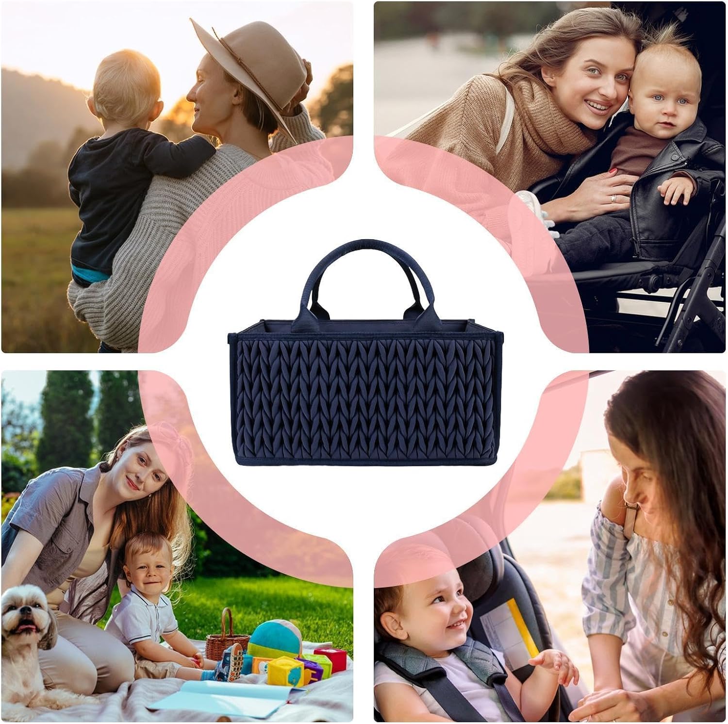 Portable Diaper Caddy Basket Handles Portable Travel Diaper Caddy Storage image 4