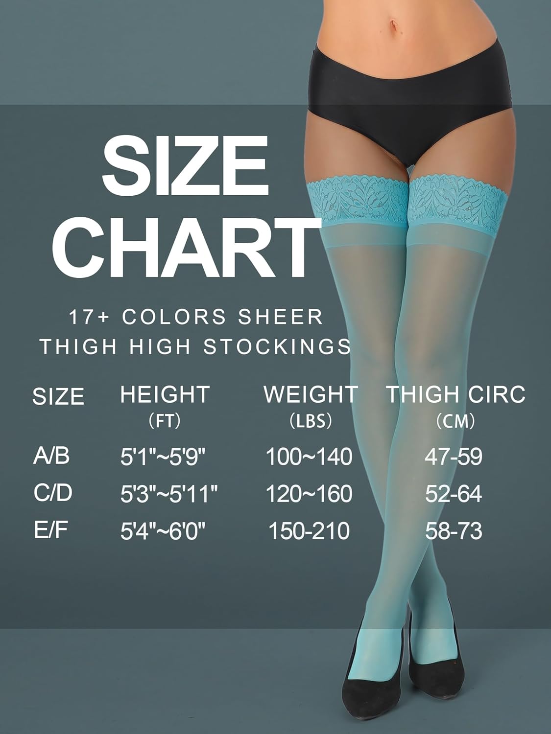 HONENNA 2 Pairs Sheer Thigh High Stockings, 17+ Colors Stay Up Lace Top with Anti-Slip Silicone for Women - Image 7
