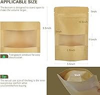 Vista 2 de 120 bolsas de papel kraft de 3.5 x 5.5 pulgadas con cierre de cremallera para ventana, bolsas resellables, bolsas resellables a prueba de olores