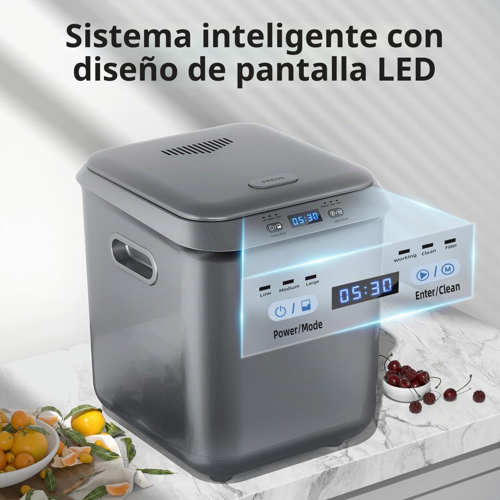 Compostador eléctrico para cocina: contenedor de abono inteligente, sin olor, limpieza automática, pantalla LED, contenedor de compostaje automático