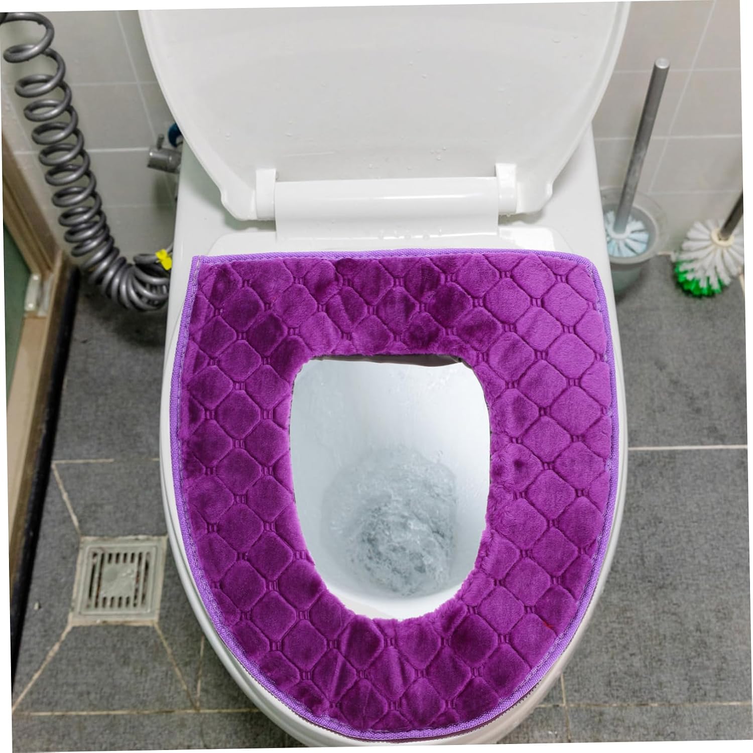 Ciieeo 1pc Washable Zipper Toilet Seat Cover Cushion Pad Winter Warm Commode Cover for Toilets Skin-Friendly Easy Installation Fits Bathroom Decor