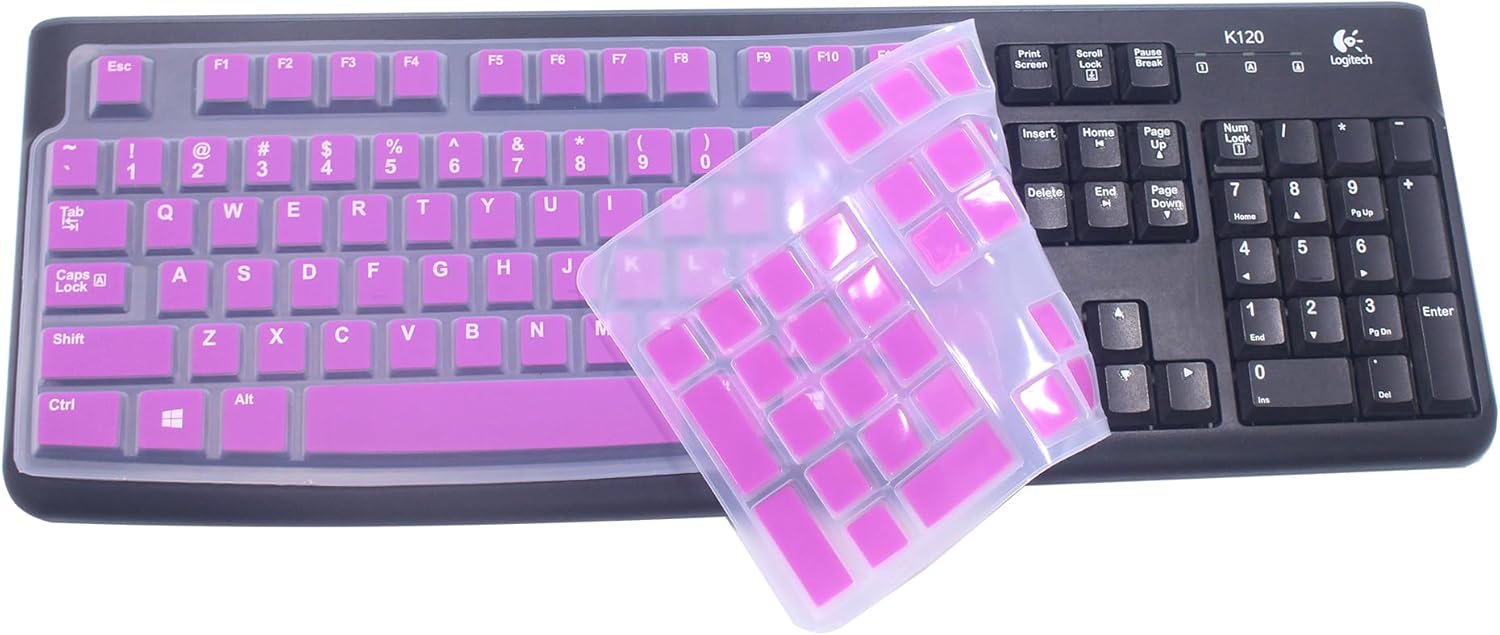 Funda de silicona ultrafina para teclado Logitech K120 MK120 Púrpura