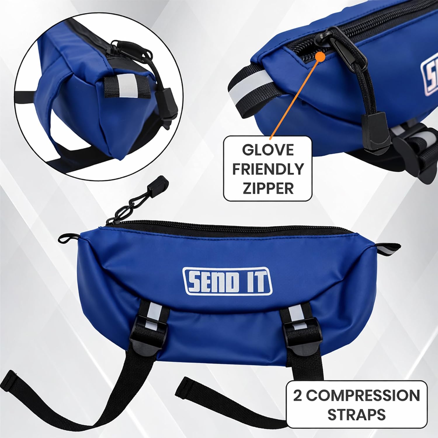 Waterproof Dirtbike Handlebar Bag | Compact Motorcycle Handle Bar Storage Pouch | Universal Fit Dirt Bike Bag for Trail & Adventure Riding | Durable Surron Bar Bag - Blue