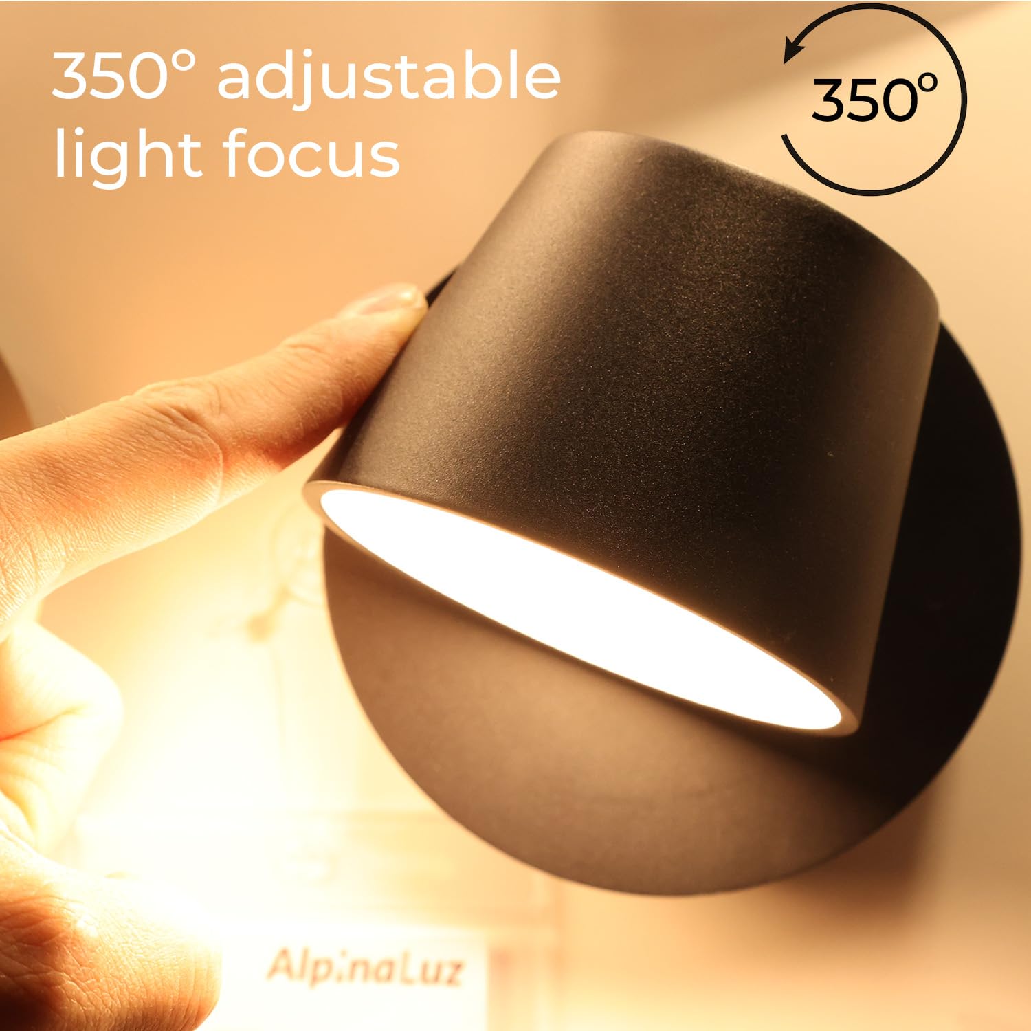 ALPINALUZ Aplique Lámpara De Pared Aluminio Negro Foco Orientable E27