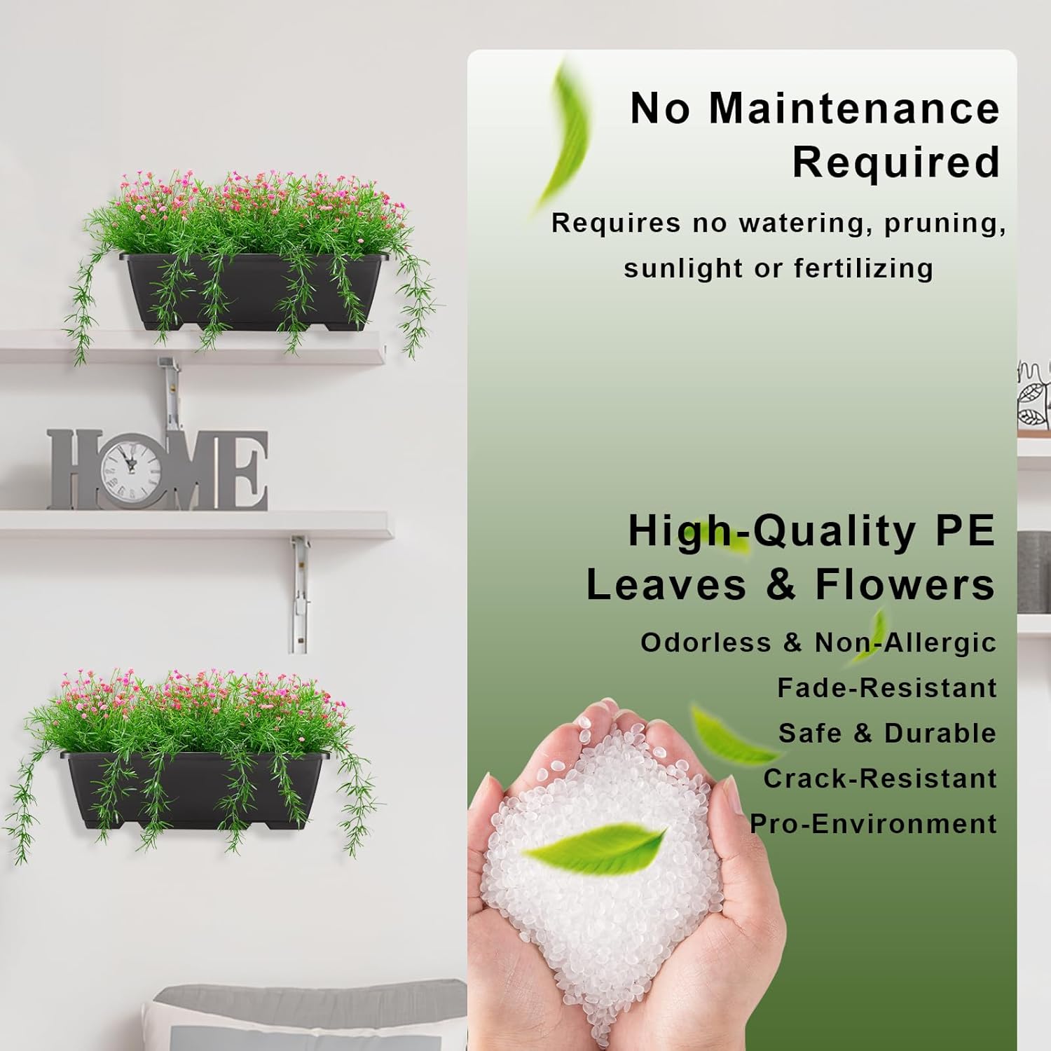 Artificial Baby Breath Fake Plants Indoor for Farmhouse Home Decor, Fake Potted Plants in Plastic Rectangular Pots for Table Centerpiece for Bathroom Office Living Room Shelf Laundry Decor, Red