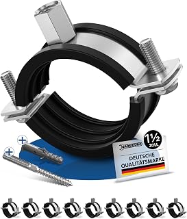 Rohrschellen 1 1/2 Zoll (47-51mm) 10 Stück mit Schrauben & Dübeln