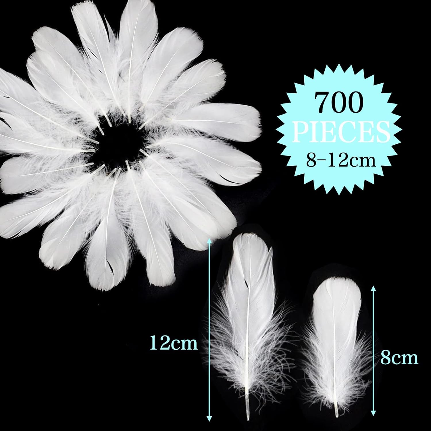 700 Pieces White Feathers for Crafting, Decoration Craft Feathers for