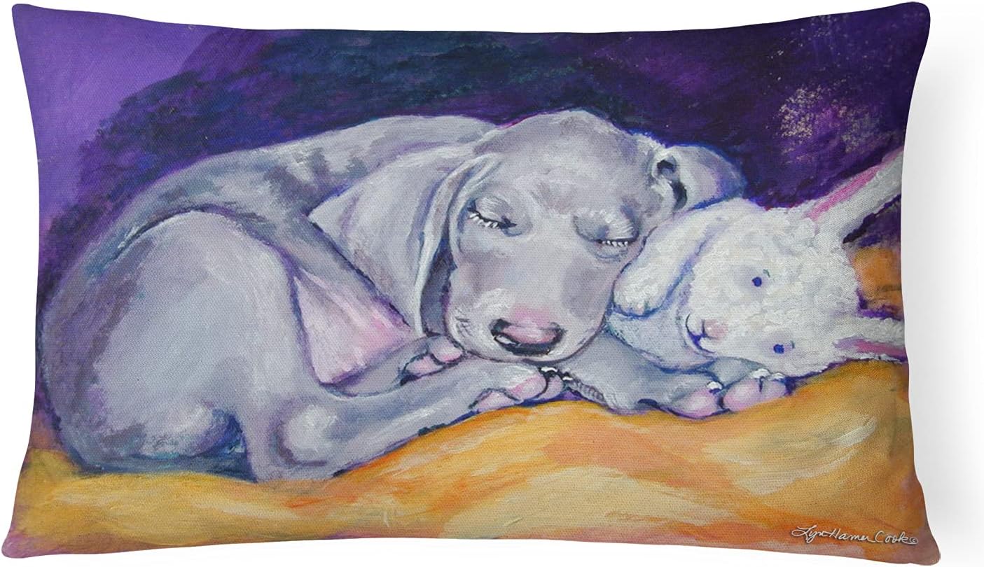 Caroline's Treasures 7354PW1216 Weimaraner Snuggle Bunny Canvas Fabric Decorative Pillow Machine Washable, Indoor Outdoor Decorative Pillow for Couch, Bed or Patio, 12HX16W