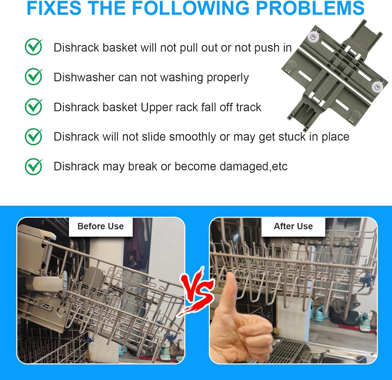 (13 Pack) UPGRADED W10350375 Dishwasher Top Rack Parts & W10320664 W10320665 Adjuster Housing for Kenmore Whirlpool Dishwasher Parts WDT730PAHZ0 WDT750SAHZ0 WDTA50SAHZ0 WDT970SAHZ0 Upper Rack Parts