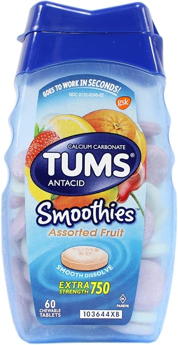 Tums Smoothies Berry Fusion and Assorted Fruit 60 Count Each