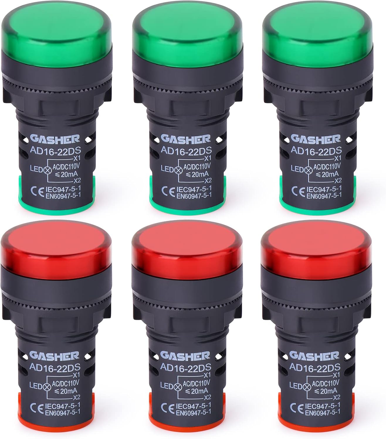 Amazon.com: GASHER 12V/24V/110V 20mA Energy Saving Indicator Light ...