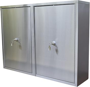 Omnimed 181801 Twin Double Door Narcotic Cabinet with 8 Shelves, 4"/Shallow
