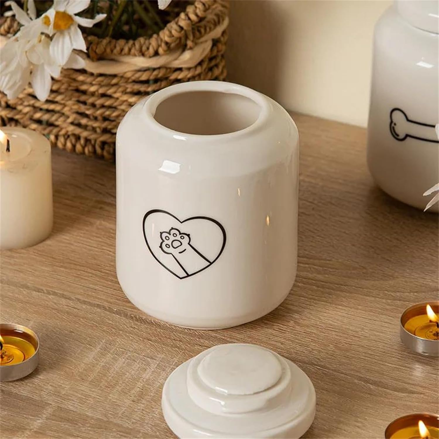 Dog Urns Ceramic Pet Memorial Jar Funeral Supplies Sealed Bone Jar with Cover Pet Caskets Puppy Funeral Box Pet Urn for Ashes,B