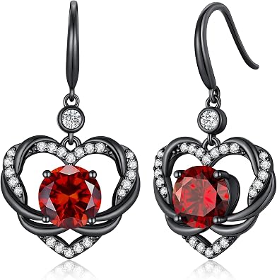 CDE Angel Wings Heart Gothic Birthstone Dangle Earrings Waterproof