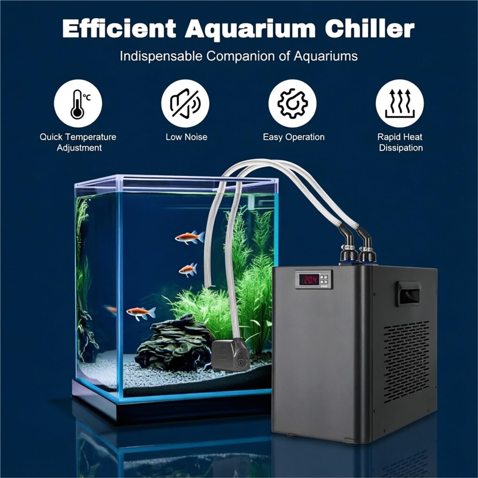 Enfriador de Agua para Cultivo de 26.4/42.3/79.3 galones, Enfriador de Acuario de Alta Resistencia, Temperatura Ajustable de 5 a 40 °C, para Agua Dulce y Salada(100L(26gal))