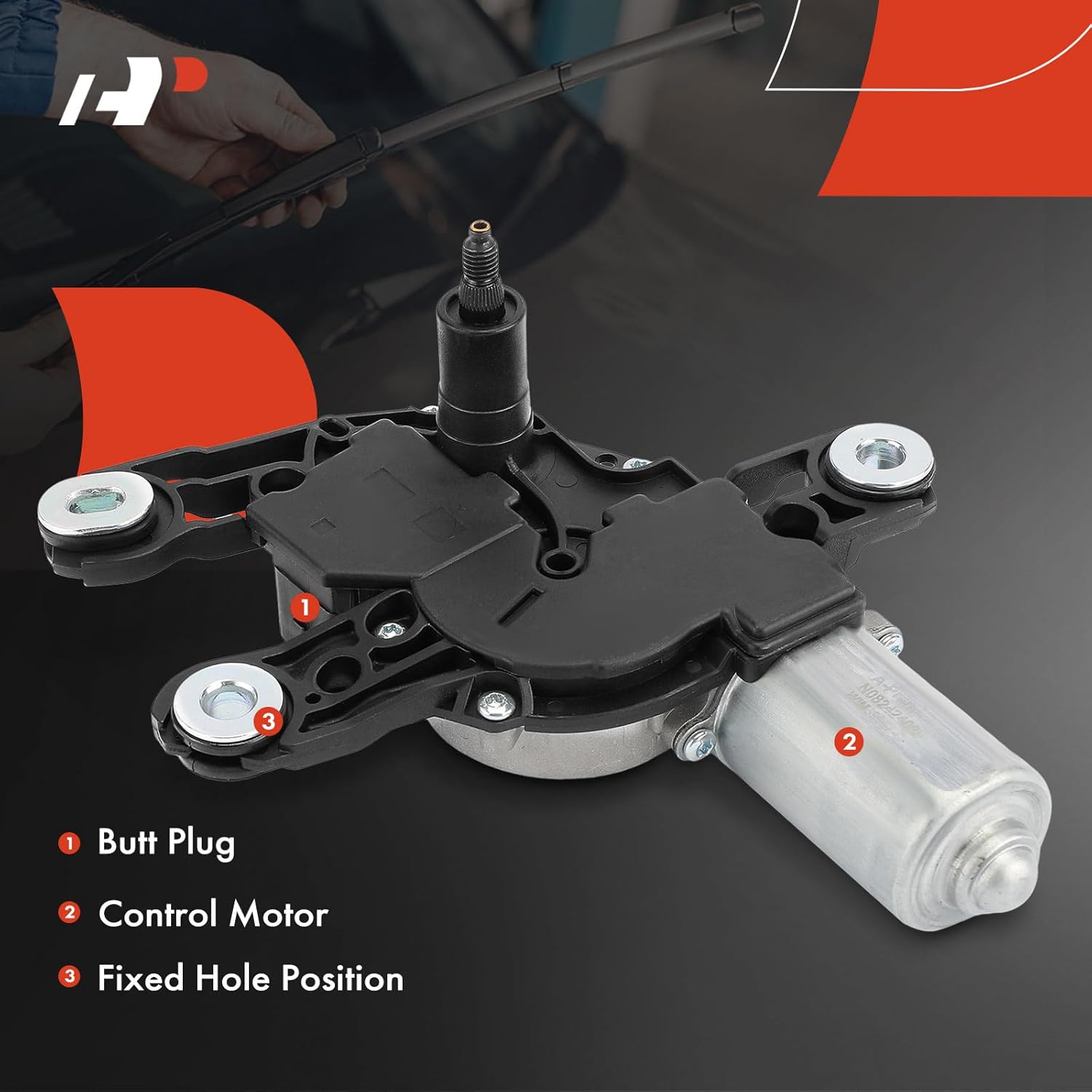 A-Premium Rear Windshield Wiper Motor Compatible with Audi Q3 2019 2020 2021 2022 2023 2024, Sport Utility, 4-Pin