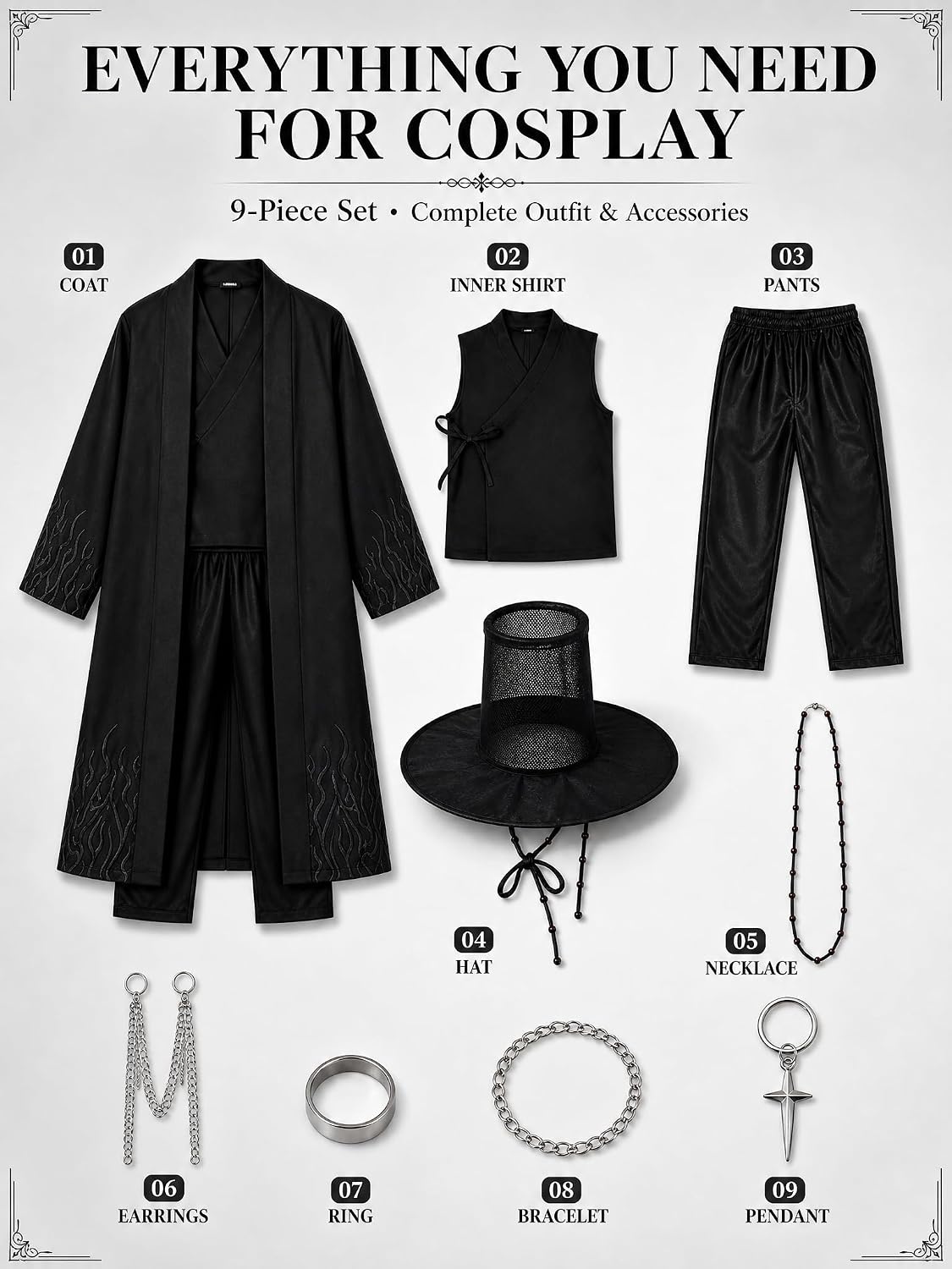 Boys Anime Cosplay Costume Set with Hat Halloween Dress Up Outfit image 4