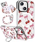 Toycamp for iPhone 14 Plus/15 Plus Case - Compatible with Magsafe for Women Girls Cute Design 360° Magnetic Ring Holder Stand Kickstand Cherry Bow Girly Funny Fashion Pretty TPU Aesthetic Phone Cover