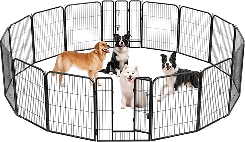 Miniatura 9 de BestPet Corral para perros 32 pulgadas, 16 paneles Corral resistente para mascotas de metal con ejercitador Paneles de valla para interiores
