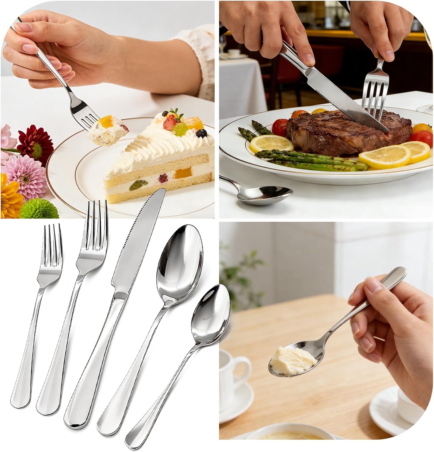 40 Piece Silverware Set,for Home,Kitchen,Restaurant.Flatware Set,Stainless Steel Cutlery Utensil Set include Forks,Knives,Spoons