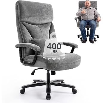 Ergonomic Office Chair 200 Kg Executive Chair Desk Chair Soft Comfortable XXL Wide Seat Thickened Padded Height Adjustable With Lumbar Cushion For Large People Cord Fabric