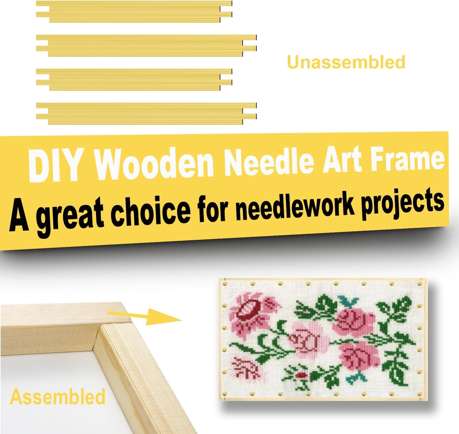 ECOIOU 20 Stretcher Bars 5 Size for Needlepoint Art, DIY Stretcher Bar Frame, Standard Size 5", 7", 9", 11", 13" by 3/4-Inch