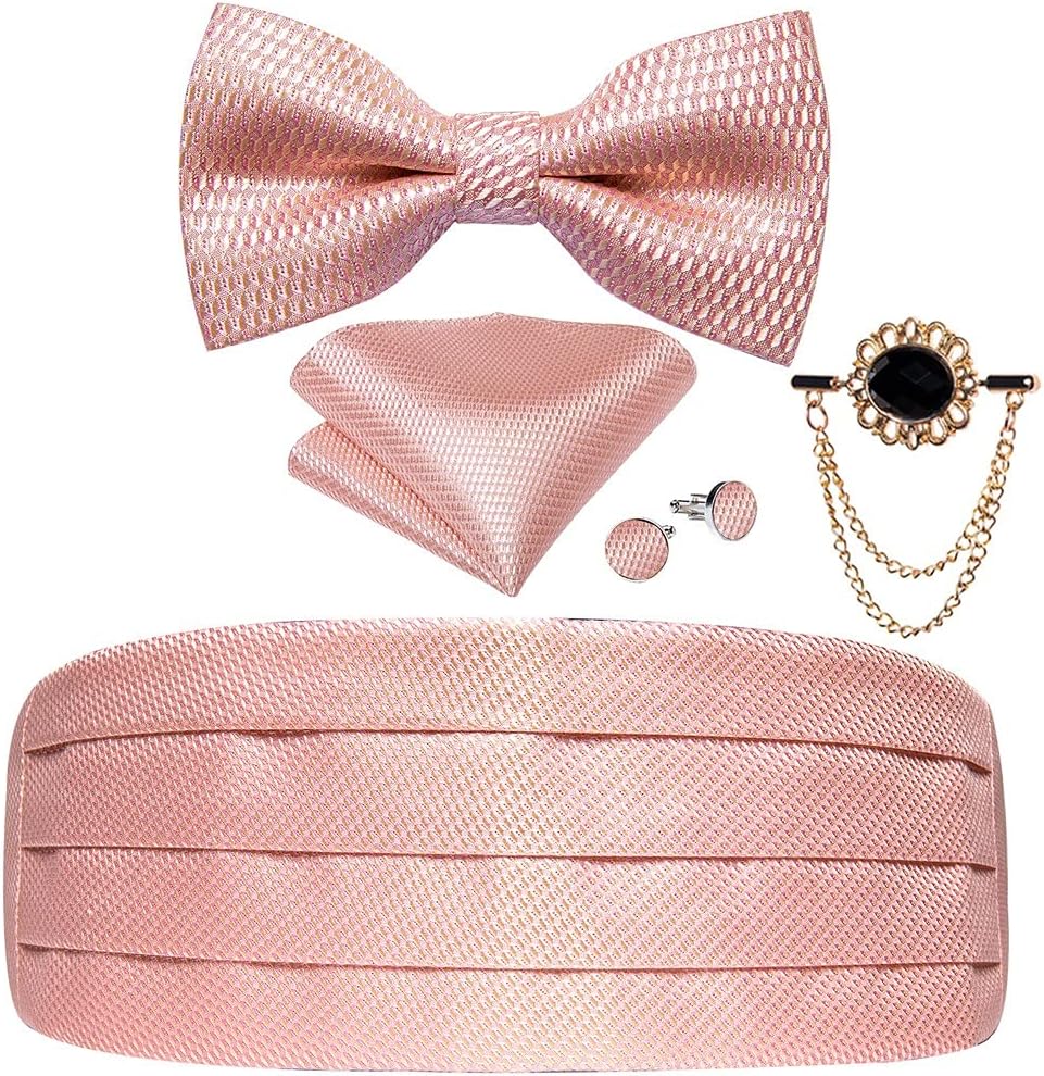 Solid Silk Men's Cummerbunds Bow Tie Set Wedding Formal Prom Cummerbunds Elastic Waistband Wide Belt