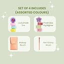 Perr Cherry Organic Makeup Kit for Girls and Kids | 100% Natural & Skin Friendly Makeup Kit | Includes Lip & Cheek Tint, Eye Glitter Highlighter, Brush, Pouch (Assorted Colours, Pack of 4) gallery image