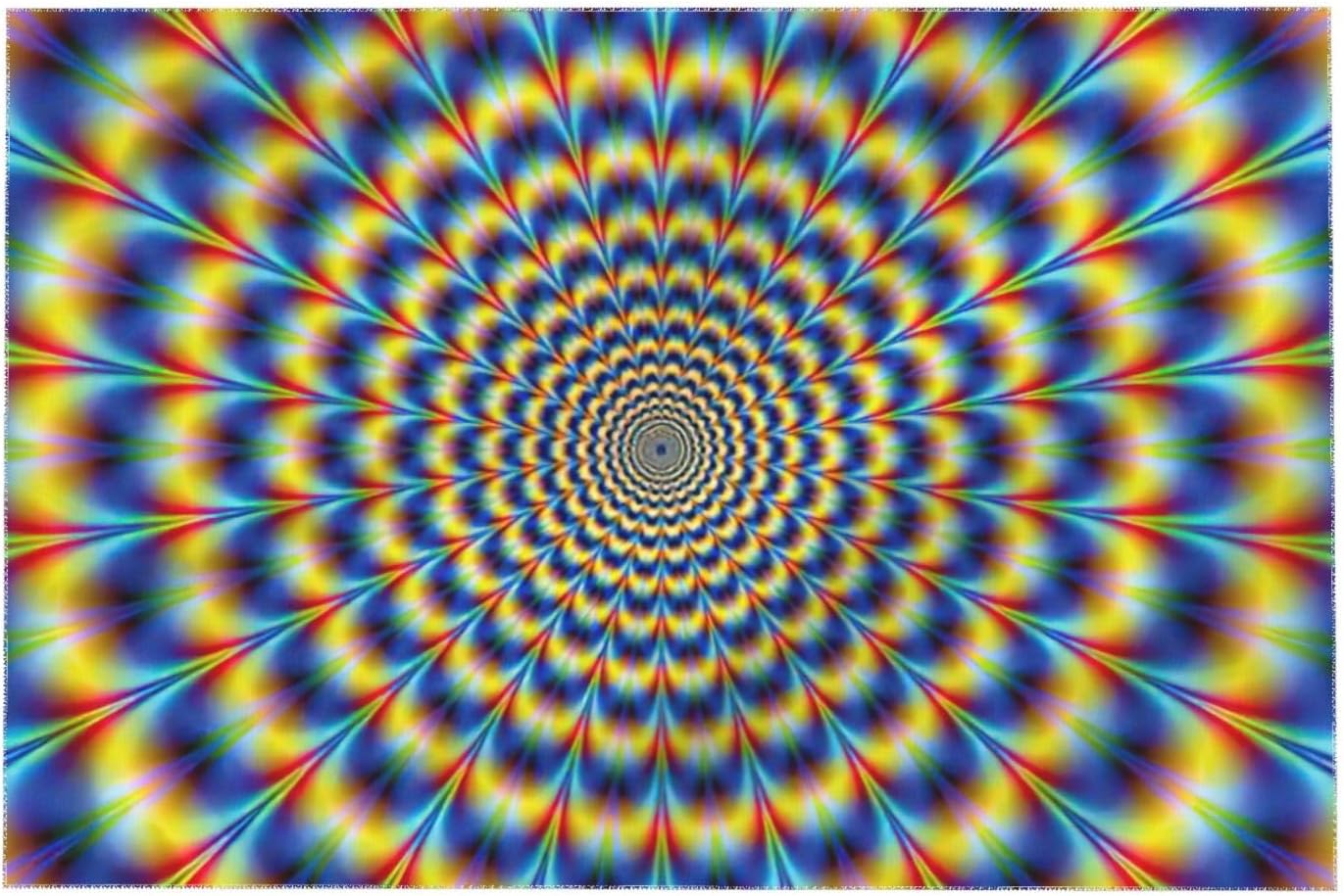 Stylish Rectangular Washable Spiral Optical Illusion GIF Print Tablecloth for Kitchen Wedding Party Dining Decorative