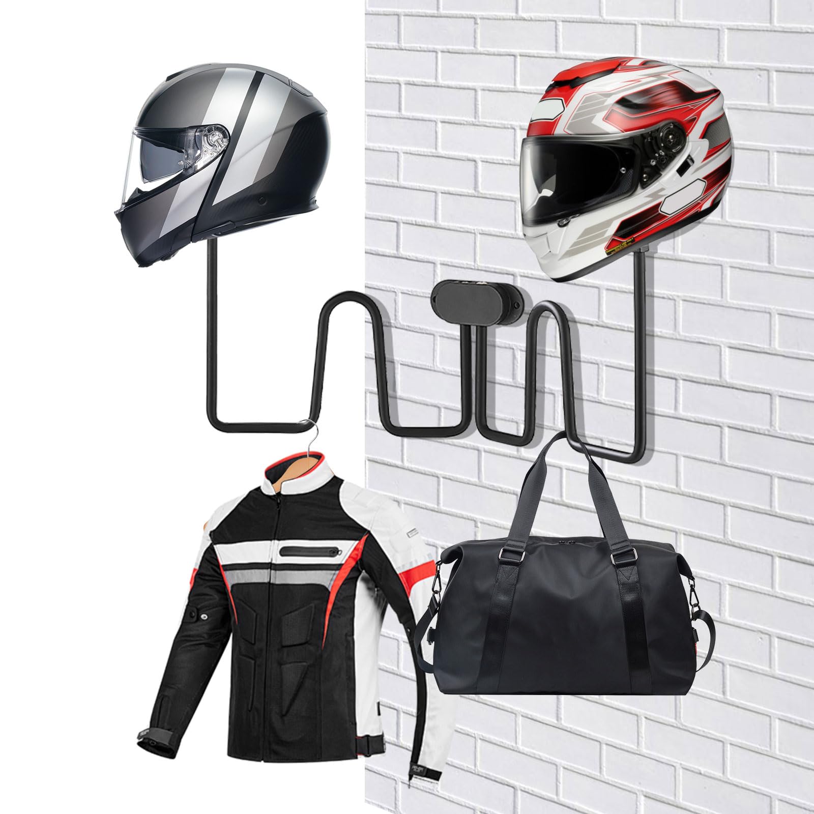 Wall Mounted 180° Swivel Motorcycle Helmet Holder Stand, Motorcycle Helmet Rack, Motorcycle Accessories Helmet Hanger Wall Mount for Football Helmet, Bicycle Helmet, Hat, Cap, Sportswear, Racing Suit