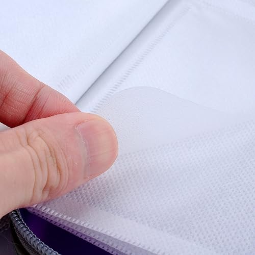 Miniatura 7 de Wismart Estuche de almacenamiento resistente para CD DVD Blu-ray de 72 capacidades, organizador de cartera (morado)