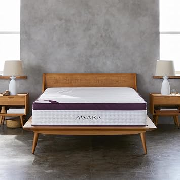 AWARA Premier Natural Hybrid Queen Mattress 12 Inch - Certified Natural Latex - Sustainable New Zealand Wool - Steel Springs - , White