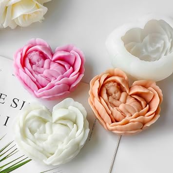 Flower Candle Mold, Angel Baby Heart Shaped Petals Rose Making Mold | Rose Flower Silicne Molds for Soap Aromatherapy Wax Plaster Resin Casting for Home Decor Mothers Gift Baby Shower