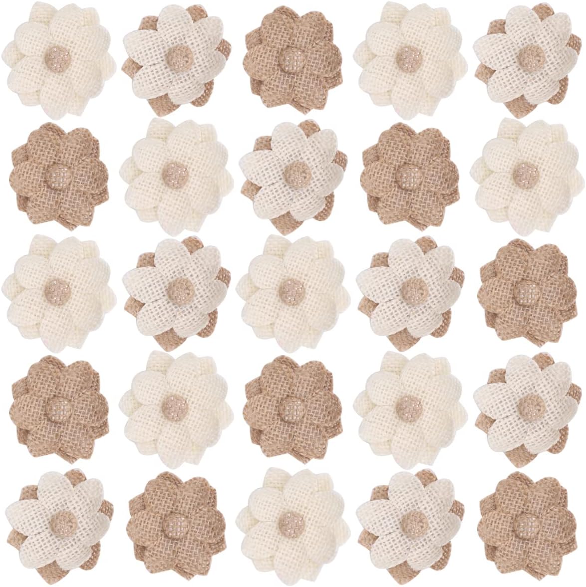 30Pcs 2.36 inchs Burlap Flowers,Burlap Fabric Flowers,Handmade Burlap Rose Flowers for Wedding Decoration and Craft Making