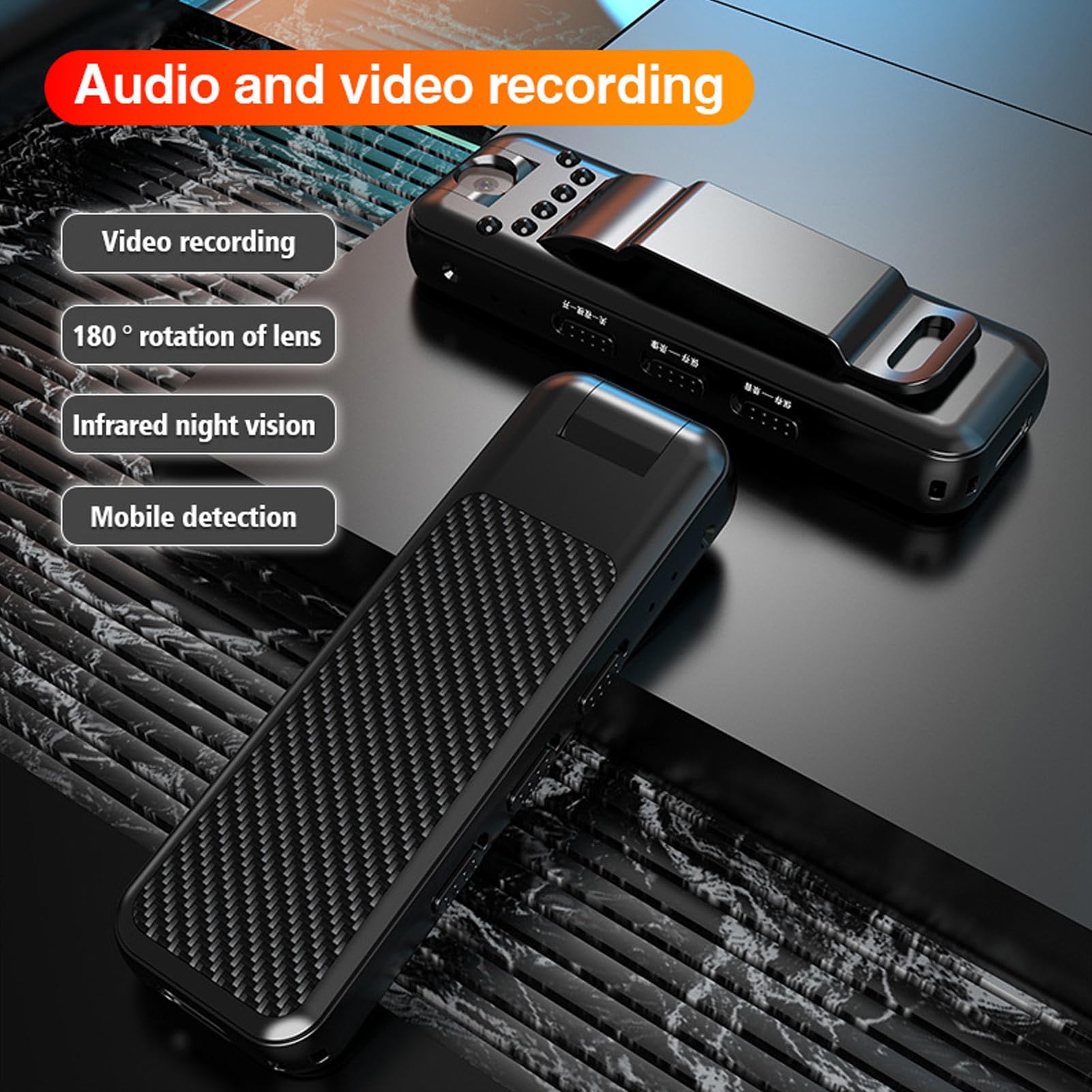 Dpofirs Videocamera Tascabile per Esterni, Videoregistratore Portatile per Visione Notturna con Clip Posteriore, Mini Telecamera di Sicurezza per la Casa, Batteria da 400 MAh