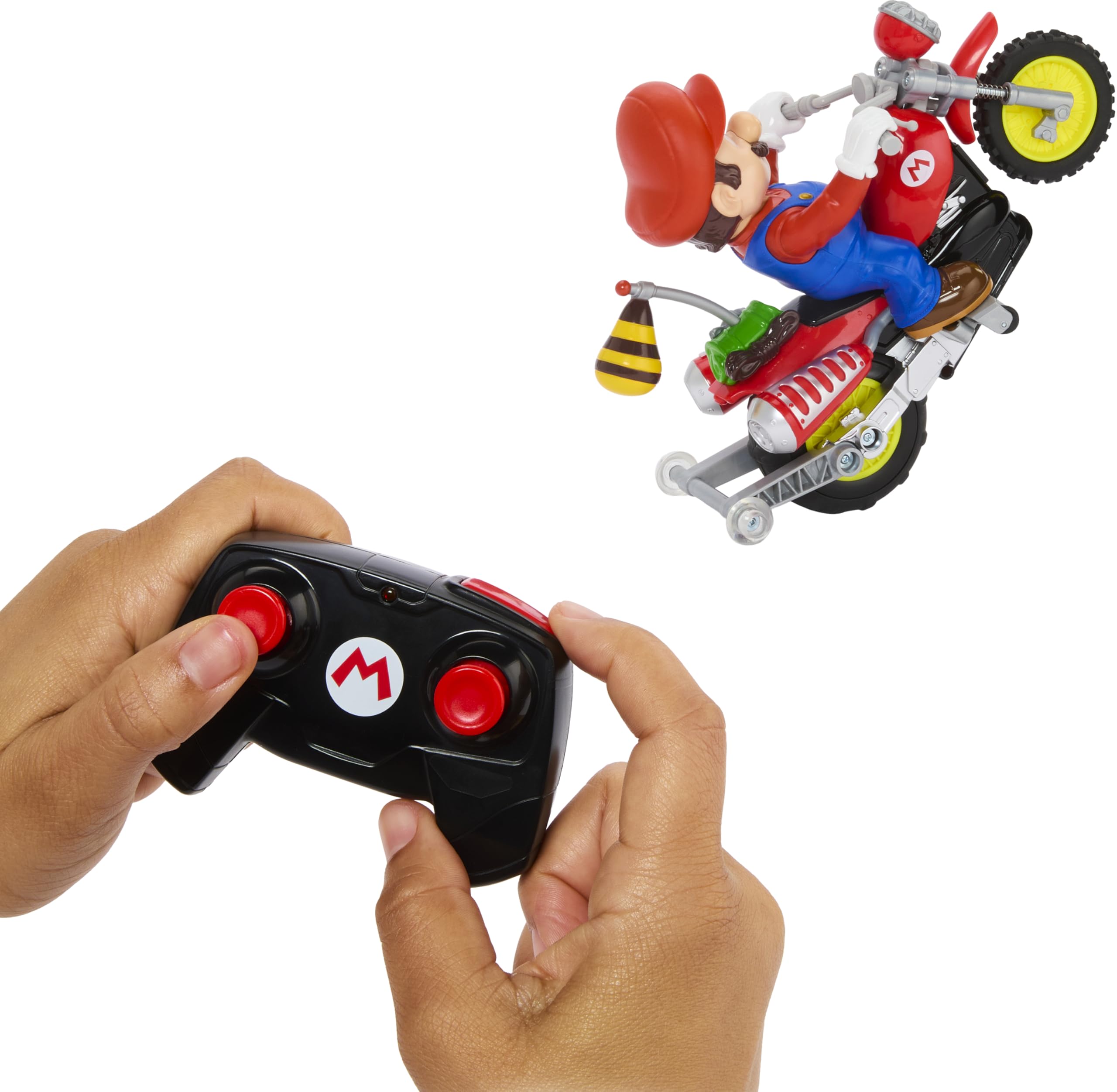 Hot Wheels RC Motorcycle, Remote-Controlled Mario Wheelie Motocross RC from The Super Mario Galaxy Movie with Mario Figure - 3