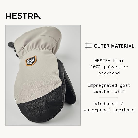 Hestra Unisex CZone Mountain Mitt, Waterproof, Windproof Mittens | Leather alpine ski mittens for men & women